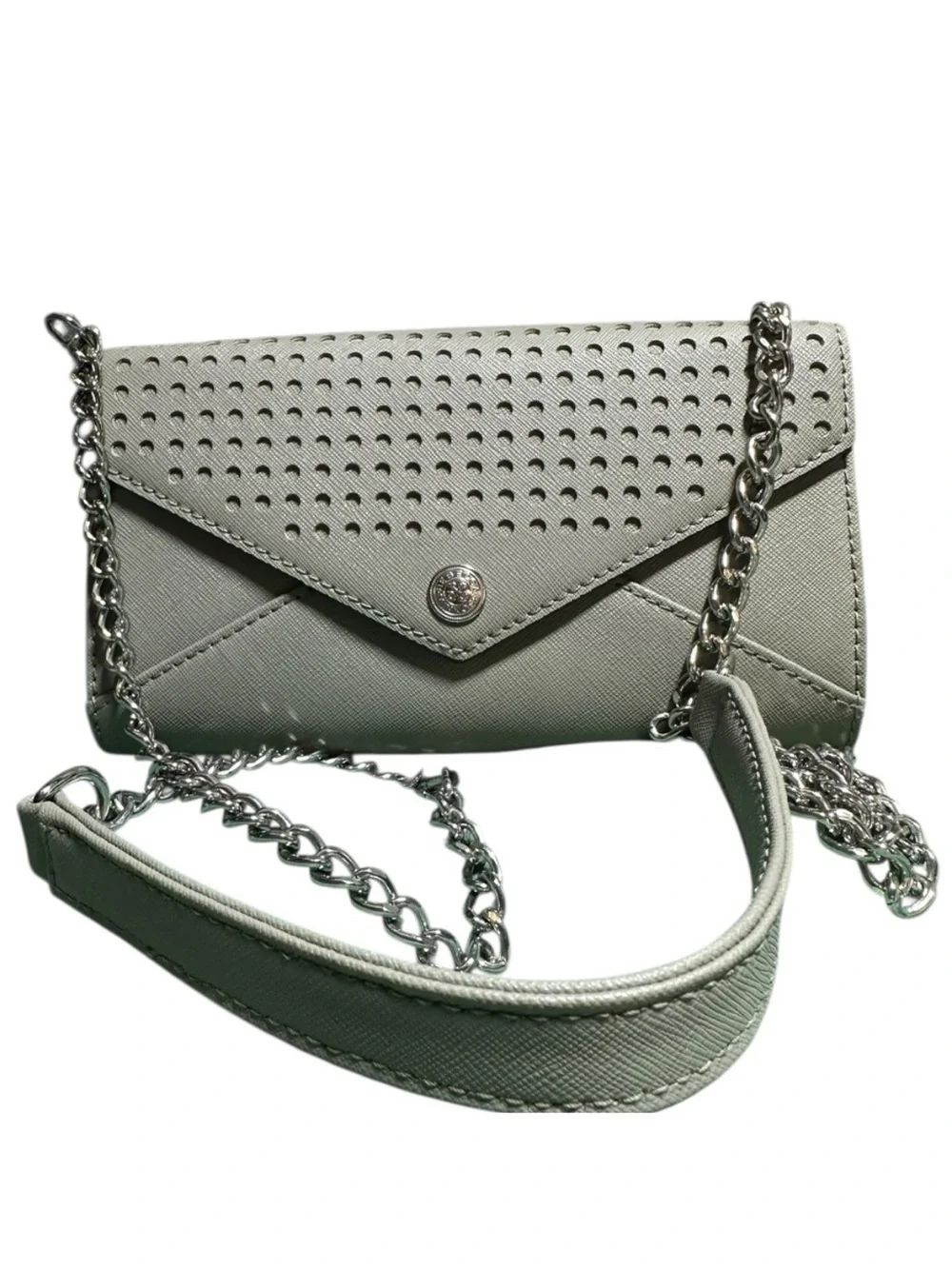 Rebecca Minkoff Silver Perforated Envelope Crossbody